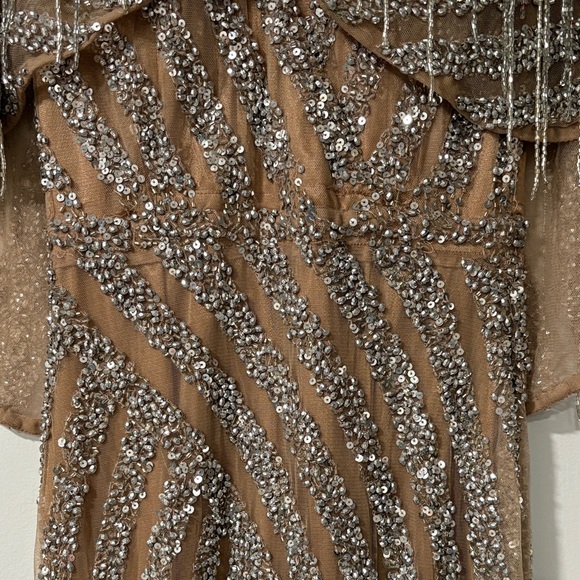 Primavera Couture Bronze Sequin Asymmetrical Dress - Picture 2 of 5